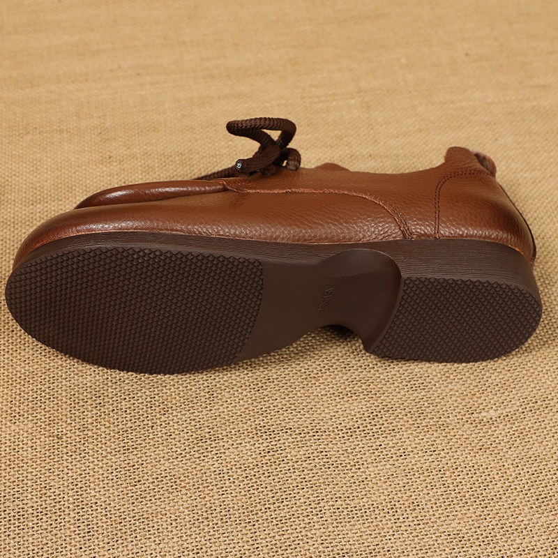 里外全牛皮系带小皮鞋24年春秋款真皮女款单鞋复古低跟休闲妈妈鞋,淘宝优惠券,粉丝福利购,淘宝优惠卷