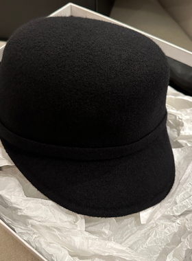 冬立挺帽型鸭舌帽毛呢骑士帽子