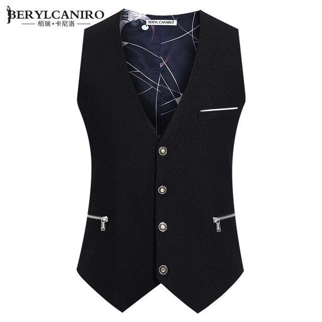 Spring and Autumn New Leisure Fashion Men's Vests Korean Version of British Tide Fold Men's Men's Body Horse Clip Club Shoulder