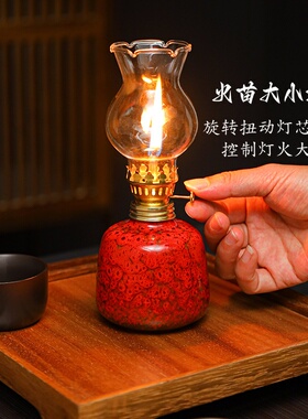 瓷汇新中式麒麟红窑变供佛酥油灯
