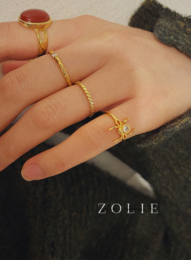 暗黑少女珠宝盒昆虫锆石关节戒指