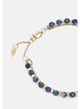 代购Fossil/化石女士金色抛光手链水晶装饰可调节松紧一链多戴时