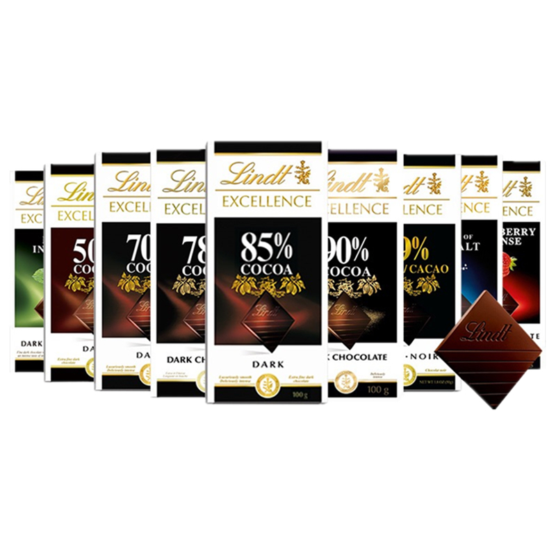 Lindt瑞士莲进口特醇排块装可可黑巧克力50%70%78%99% 圣诞礼物