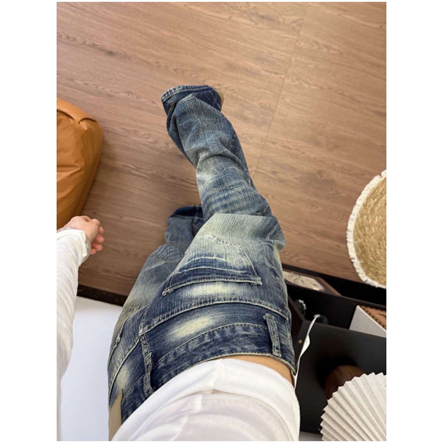 美式巨好看磨白宽松牛仔裤女春秋2026新款显瘦弯刀超火拖地阔腿裤,淘宝优惠券,粉丝福利购,淘宝优惠卷