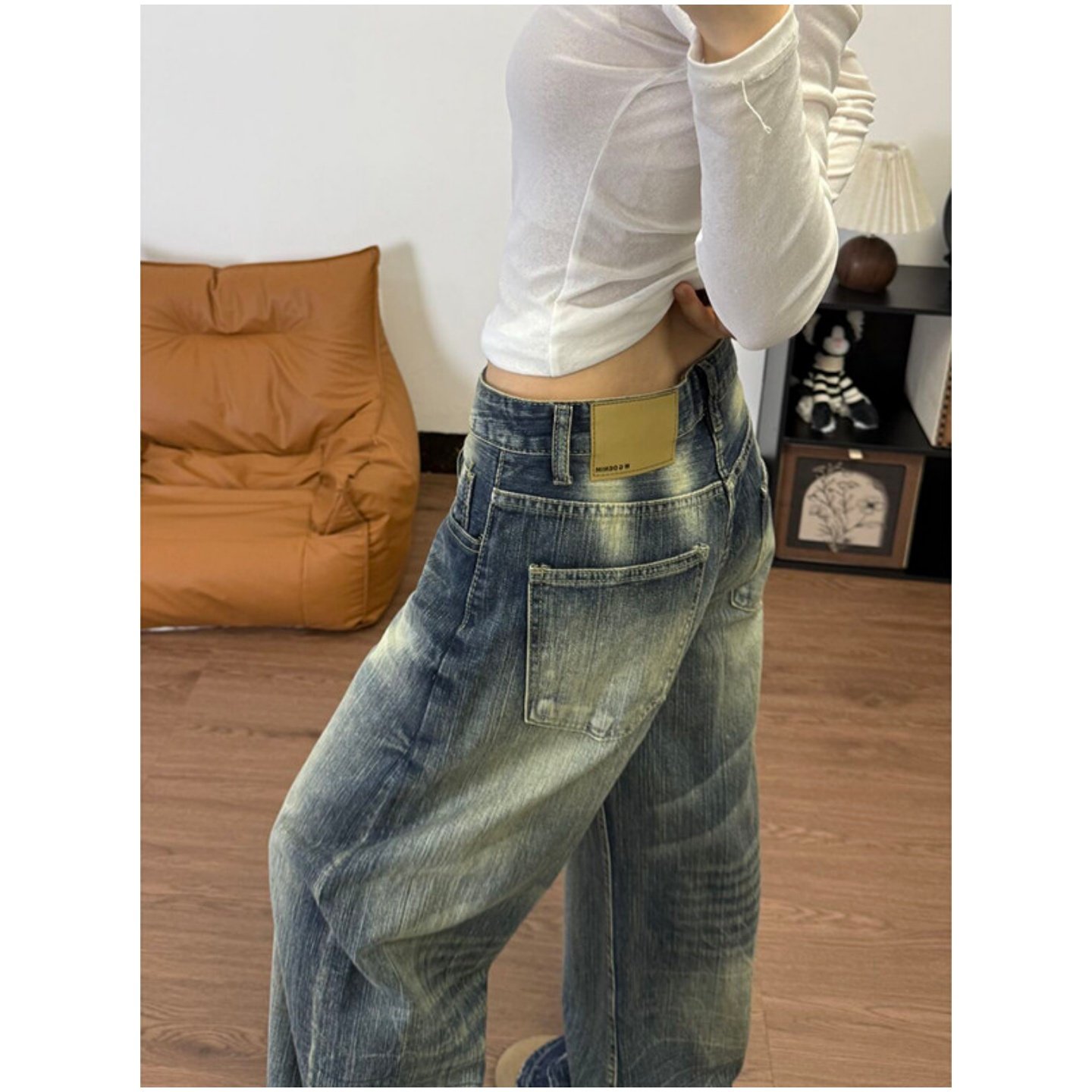 美式巨好看磨白宽松牛仔裤女春秋2026新款显瘦弯刀超火拖地阔腿裤,淘宝优惠券,粉丝福利购,淘宝优惠卷