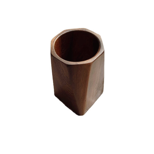 胡桃木笔筒实木创意书桌摆件木质收纳盒中式书房办公桌学生文具 - 图3