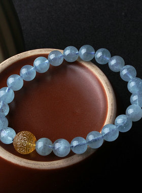 8mm天然海蓝宝手链+蜜