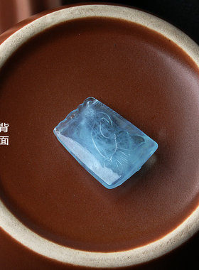 新款天然海蓝宝花开富贵吊坠蓝色挂件冰种4.1克男女水晶锁骨链