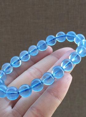 纯天然水晶海蓝宝手链