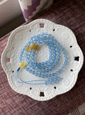 多圈佛珠手链冰种蜜蜡天然海蓝宝