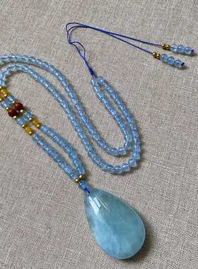 男女海蓝宝大号吊坠送珠链