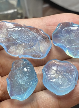 巴西天然海蓝宝荷叶小鱼吊坠冰种蓝色男女水晶挂件精品级别无酸洗