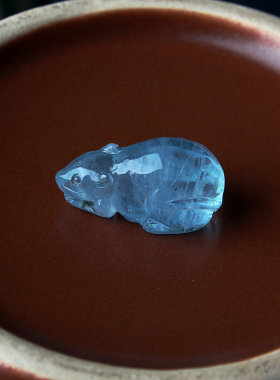 精品雕刻男女海蓝宝吊坠蓝色水晶