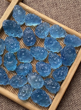 收藏级天然巴西海蓝宝三脚金蟾吊坠蓝色手工雕刻水晶项链旺运吸金