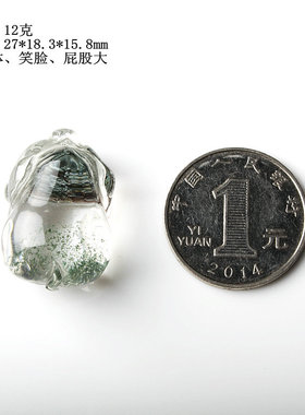 精品雕刻小猪吊坠绿幽灵水晶
