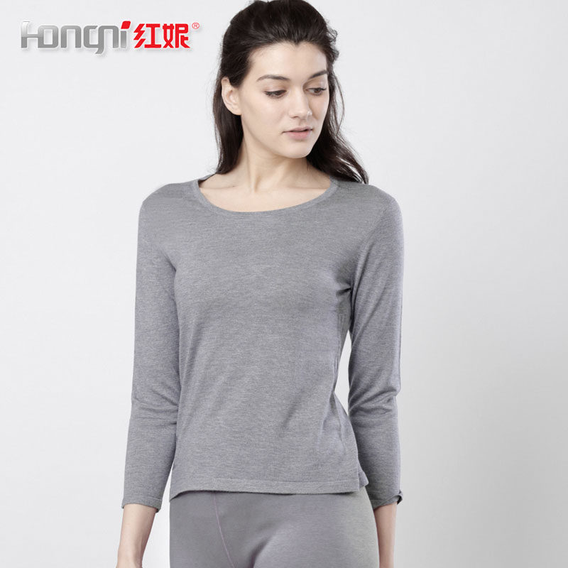 红妮内衣秋冬男女士莱卡棉圆领弹力棉线衣线裤钻绒棉秋衣秋裤套装