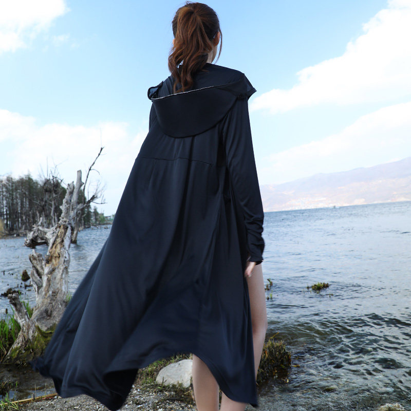 户外风衣长款夏薄款宽松透气防晒衣 略知皮毛风衣