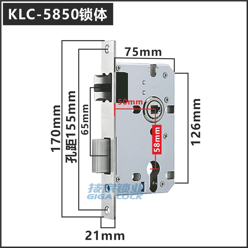 原装KLC锁体适用EKF/SEMAR/BESTKO西玛5745/7255通用型单锁心锁芯 - 图1