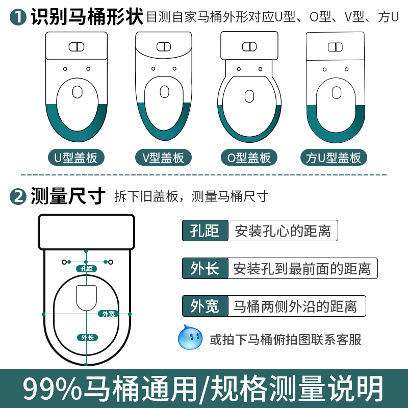 马桶盖家用 通用加厚坐便盖板马桶圈盖子厕所板配件老式更换UVO型 - 图3