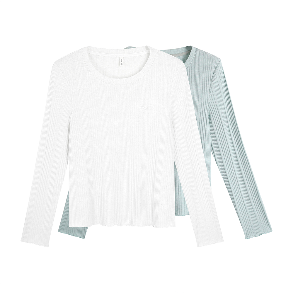 小波家2025秋季胖mm韩版细闪纹理针织木耳边显瘦上衣 - 图3