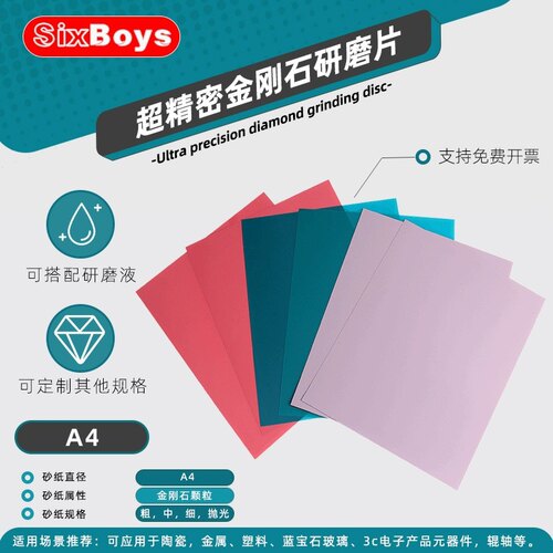 A4金刚石研磨砂纸干湿两用钨钢碳化硅镜片光纤跳线玉石精细抛光片 - 图1