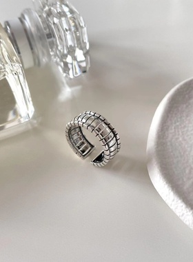 925纯银开口戒指女复古