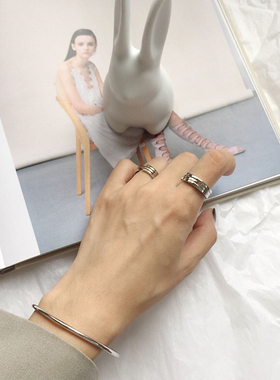 韩版纯银情侣变形戒指S925创意