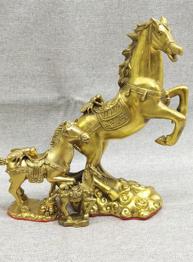 特价黄铜马上赢摆件大号飞跃马发财波浪纹飞腾马背驮苍蝇家居礼品