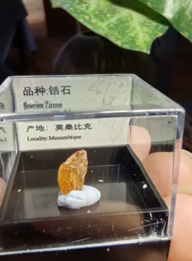 天然锆石原石天然矿物晶体标本盒子猫矿石能量宝石地质科普教学