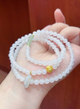 天然和田玉高冰白玉6mm手链