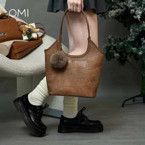 欧米omi托特包大容量新科技面料女单肩手提妈咪包带挂件 - 图0