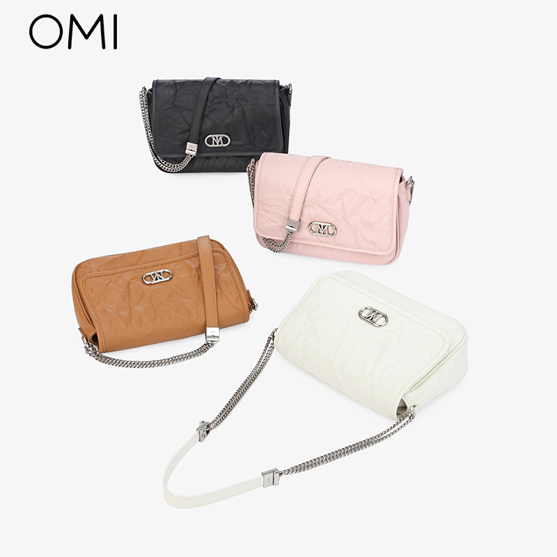 【古岩系列】欧米omi女包流浪链条单肩包2024秋褶皱肌理感翻盖包
