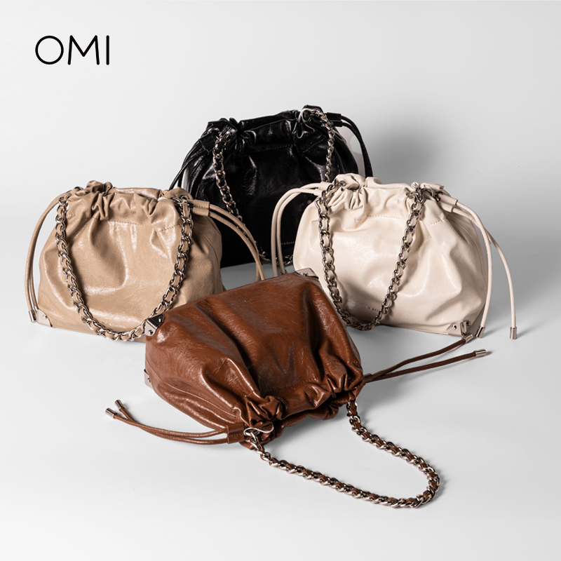 【秋冬新品】欧米omi流浪包链条抽绳垃圾袋漆皮耐磨耐刮朋克潮流