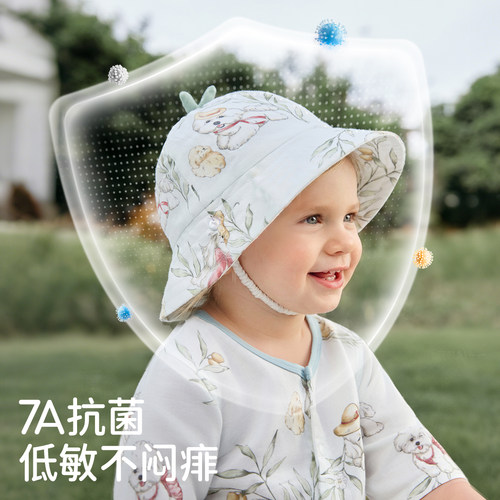 JQ婧麒婴儿帽子夏季防晒帽婴幼儿薄款卡通渔夫帽男女宝遮阳太阳帽 - 图3