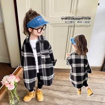 The Jing Kiri Children Plaid Shirt Jacket Spring Autumn section 2024 New long sleeves shirt boy girl girls autumn clothing blouse