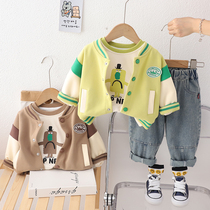 Children Baseball Suit Suit Winter Gushed Thickened Warm Clothes Pants Boy Foreign Gas Trendy Three Sets Winter Clothing