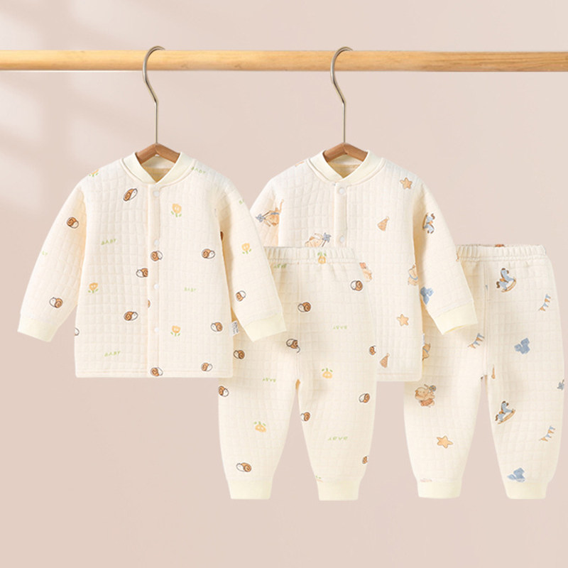 婧麒宝宝保暖内衣套装婴儿秋冬季衣服新生儿夹棉秋衣秋裤外穿加厚,淘宝优惠券,粉丝福利购,淘宝优惠卷