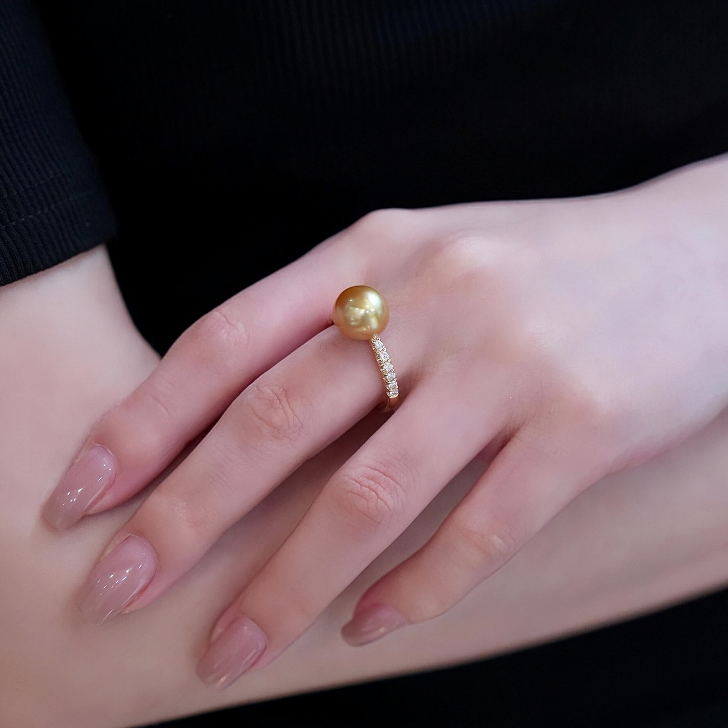 轻奢经典款排戒金珠戒指 浓金色珍珠正圆强光 活口优雅百搭送礼,淘宝优惠券,粉丝福利购,淘宝优惠卷