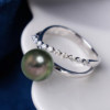 Tahitian seawater black pearl double-layer design ring setting adjustable open ring gift with certificate