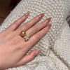 Iris real pearl ring perfect round and adjustable