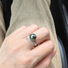 Tahitian seawater black pearl double-layer design ring setting adjustable open ring gift with certificate