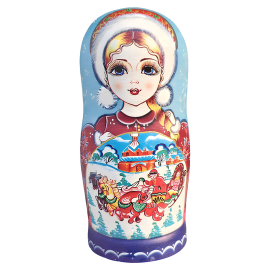 Russian matryoshka 10-layer classic storyboard hand-painted basswood made children's educational toys gift ornaments