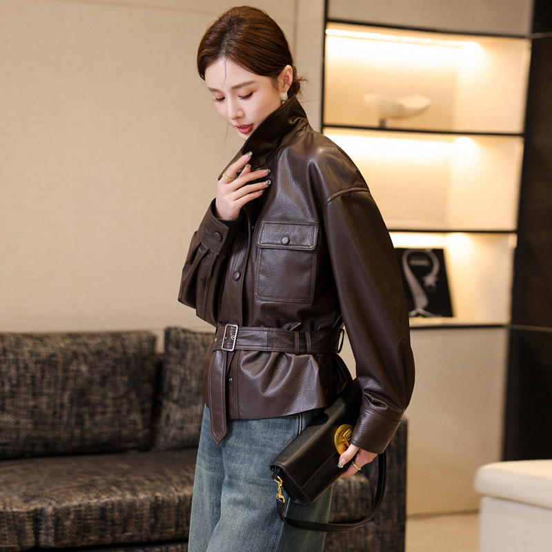 真皮皮衣女士腰带收腰春秋新短款修身高级海宁棉羊皮夹克外套爆款,淘宝优惠券,粉丝福利购,淘宝优惠卷