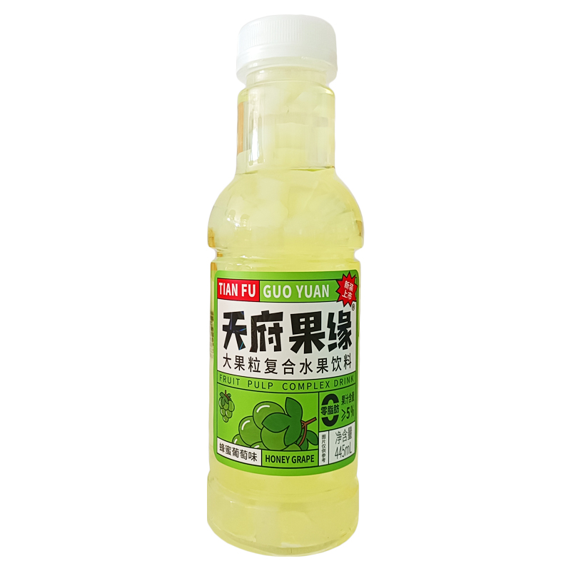 天府果缘蜂蜜大果粒葡萄蜜桃荔枝复合水果饮料0脂肪每瓶445毫升 - 图1