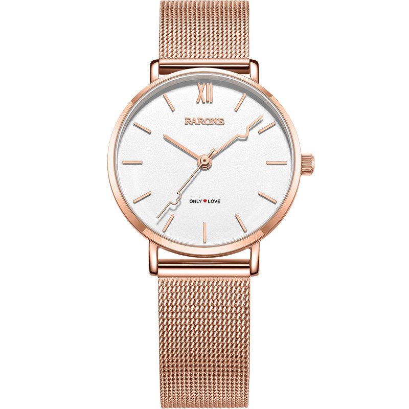 Rarone雷诺心跳情侣手表女防水手表简约女士手表名牌正品石英表女