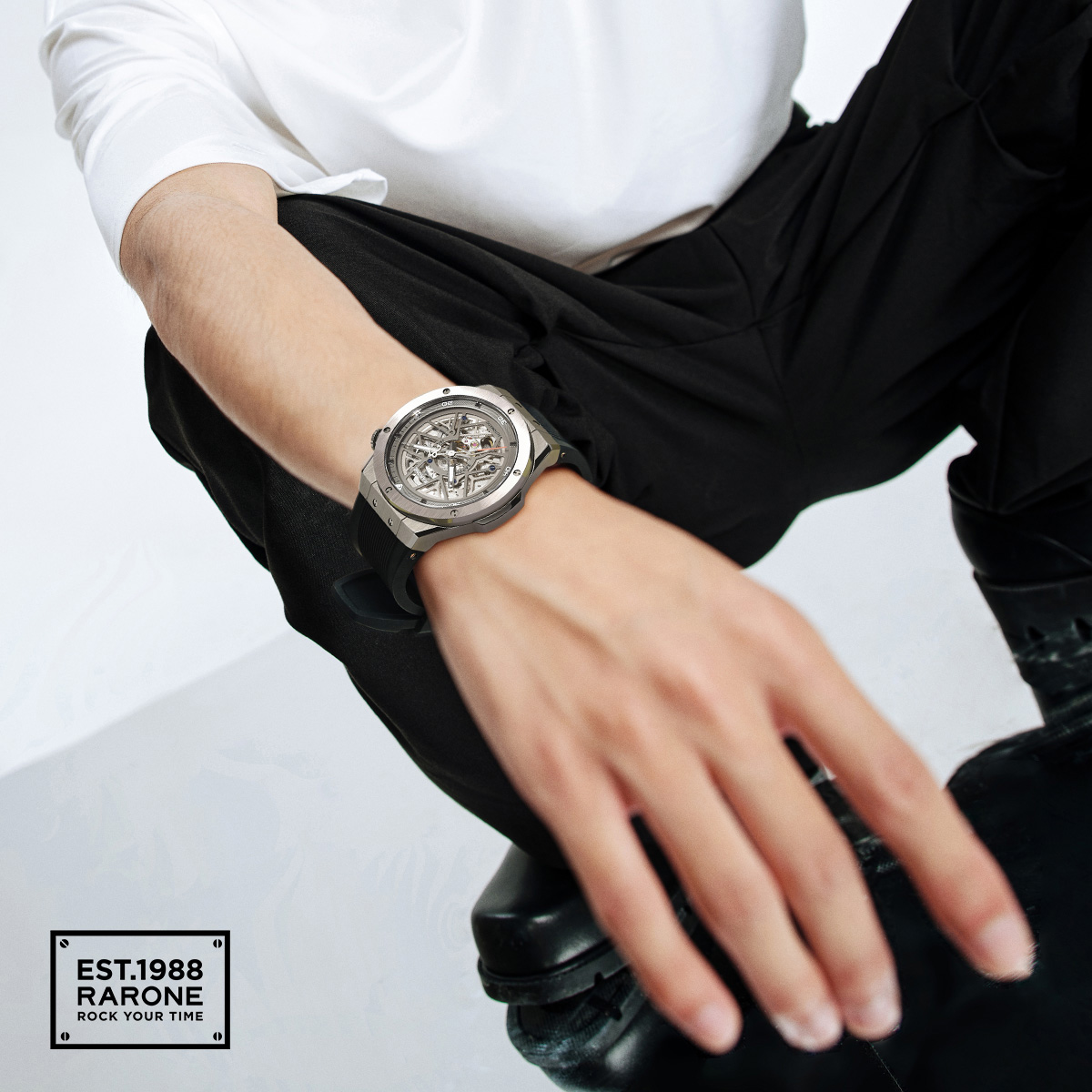 Rarone雷诺双子星手表男款镂空自动机械表商务腕表节日礼物 - 图2