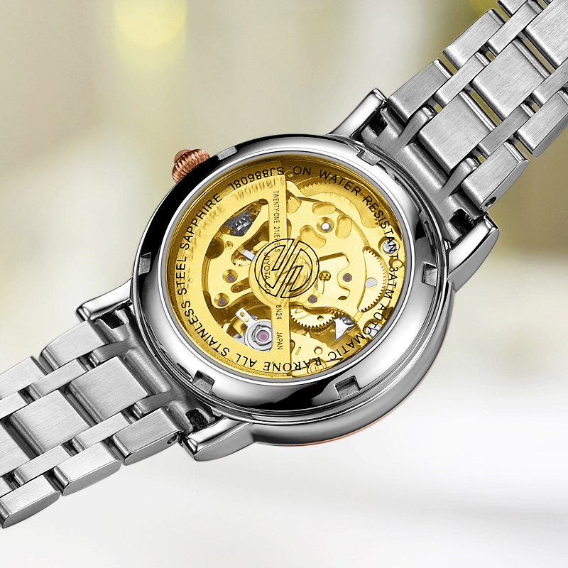 【618】商场同款雷诺女镂空机械表 雷诺手表国产腕表