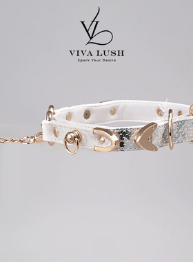 vivalush白色蛇皮纹挂铃档项圈