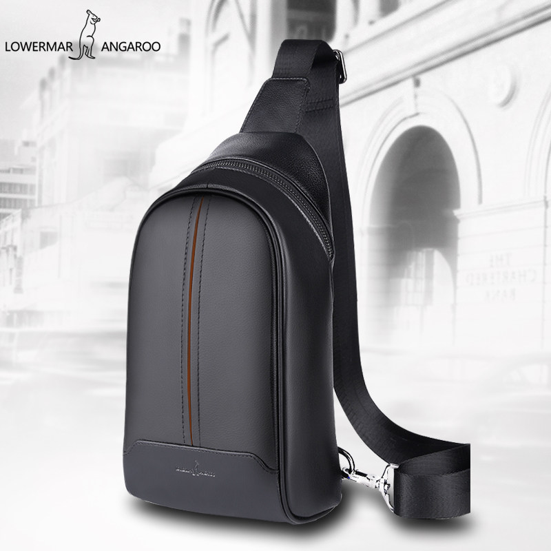 路尔玛袋鼠胸包男真皮韩休闲斜跨包 益程箱包男士包袋