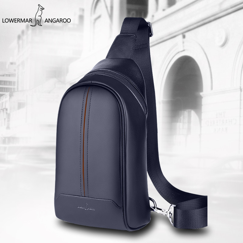 路尔玛袋鼠胸包男真皮韩休闲斜跨包 益程箱包男士包袋